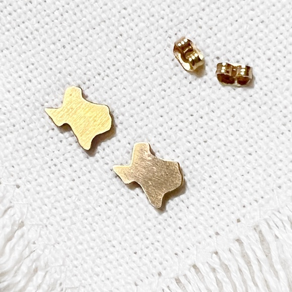 TEXAS Gold Tone Western Lone Star Cowgirl Stud Post Earrings - Picture 1 of 3